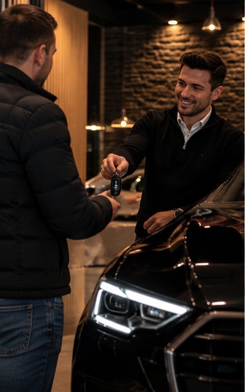Sleuteloverdracht in de showroom van De Vorst Auto’s